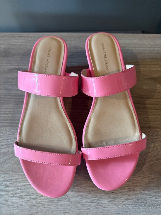 Stuart Weitzman Shoes - NWOT Stuart Weitzman Patent Pink Double-Strap Slide Sandals size 8